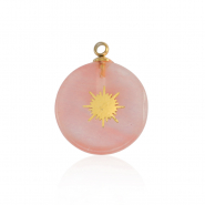 Roestvrij stalen (RVS) Stainless steel bedels sun Gold-pink