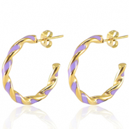 Roestvrij stalen (RVS) Stainless steel oorbellen Lilac-gold