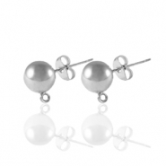 Roestvrij stalen (RVS) Stainless steel oorbellen / oorstekers met oogje 5mm Zilver