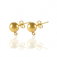 Roestvrij stalen (RVS) Stainless steel oorbellen / oorstekers met oogje 4mm Goud
