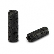 Natuursteen kralen vulkanisch gesteente tubes Black