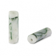 Natuursteen kralen agaat tubes Green-white