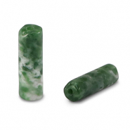 Natuursteen kralen skarn tubes Green-white