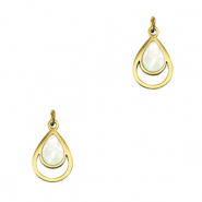 Roestvrij stalen (RVS) Stainless steel bedels schelp druppel Gold-white (natuurlijke kleur)