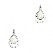 Roestvrij stalen (RVS) Stainless steel bedels schelp druppel Silver-white (natuurlijke kleur)