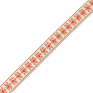 Lint met bloemetjes White-beige