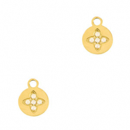 Roestvrij stalen (RVS) Stainless steel bedels bloem Gold
