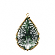 Gehaakte hanger met macramé draad druppel Dark green