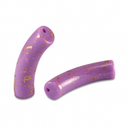 Acryl kralen tube shiny Purple-gold