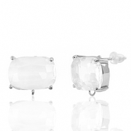 Oorbellen / oorstekers van Crystal Glass met oogje rechthoek Crystal-silver