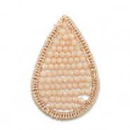 Gehaakte hanger met facetkraaltjes druppel Peachy rose