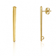 Roestvrij stalen (RVS) Stainless steel onderdelen oorbellen / oorstekers ovaal met oogje Gold