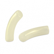Acryl tube kralen shiny Golden off white