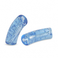Acryl tube kralen crackle Carolina blue
