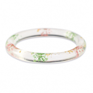 Trendy armbanden met gedroogde bloemetjes Light pink green-gold