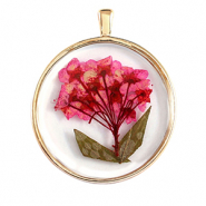 Bedels met gedroogde bloemetjes Gold-pink green