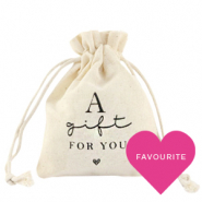 Sieraad zakje linnen "a gift for you" Off white