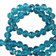 Top Facet kralen 4x3mm disc Teal blue