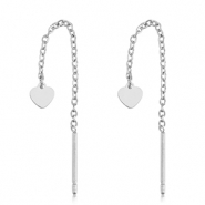 Roestvrij stalen (RVS) Stainless steel oorbellen hart Silver