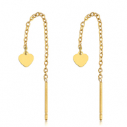 Roestvrij stalen (RVS) Stainless steel oorbellen hart Gold