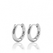Roestvrij stalen (RVS) Stainless steel oorbellen creolen reversible 15mm Silver