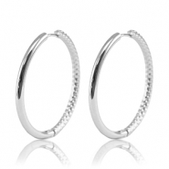 Roestvrij stalen (RVS) Stainless steel oorbellen creolen reversible 36mm Silver