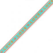 Lint met tekst "love" Turquoise-orange