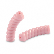 Acryl tube kralen twisted Light rose
