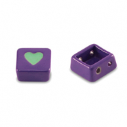 Tile beads vierkant Grape purple-turquoise