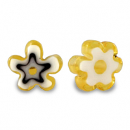 Millefiori kralen bloem Ochre yellow