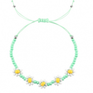 Trendy armbanden flower Mint green-white