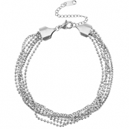 Roestvrij stalen (RVS) Stainless steel enkelbandjes multiple layer Silver