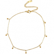 Roestvrij stalen (RVS) Stainless steel enkelbandjes ball Gold