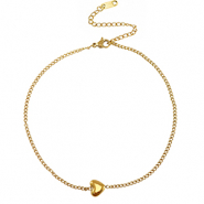 Roestvrij stalen (RVS) Stainless steel enkelbandjes heart Gold