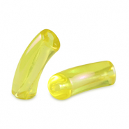 Acryl tube kralen Freesia yellow-AB coating