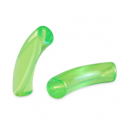 Acryl tube kralen Peridot green-AB coating