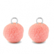 Pompom bedels met oog 10mm Silver-pink