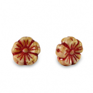 Czech kralen bloem 7mm Red-almond brown