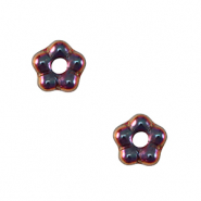 Czech kralen bloem 5mm Dark iridescent