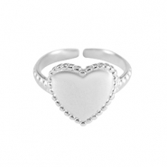 Roestvrij stalen (RVS) Stainless steel ringen hart Zilver