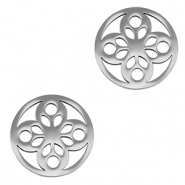 Roestvrij stalen (RVS) Stainless steel bedels tussenstuk bloem Silver