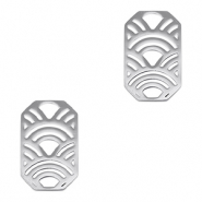 Roestvrij stalen (RVS) Stainless steel bedels tussenstuk octagon arch Silver