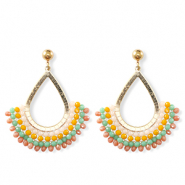 Top facet oorbellen druppel Gold-multicolour