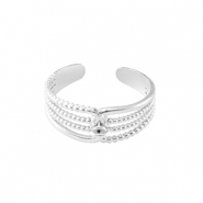 Roestvrij stalen (RVS) Stainless steel ringen met oogje Zilver