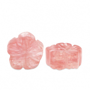 Natuursteen kralen glas bloem Pink