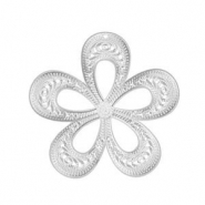 Roestvrij stalen (RVS) Stainless steel bedels bohemian bloem Silver
