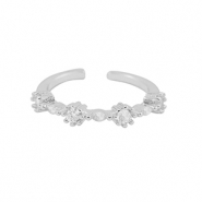 Brass TQ metaal ring zirkonia Silver-crystal