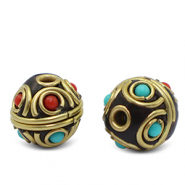 Bohemian kralen Turquoise-red antique gold