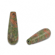 Natuursteen kralen unakite druppel Pink-green