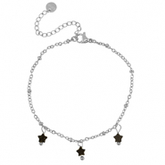 Roestvrij stalen (RVS) Stainless steel armbanden ster Silver-black